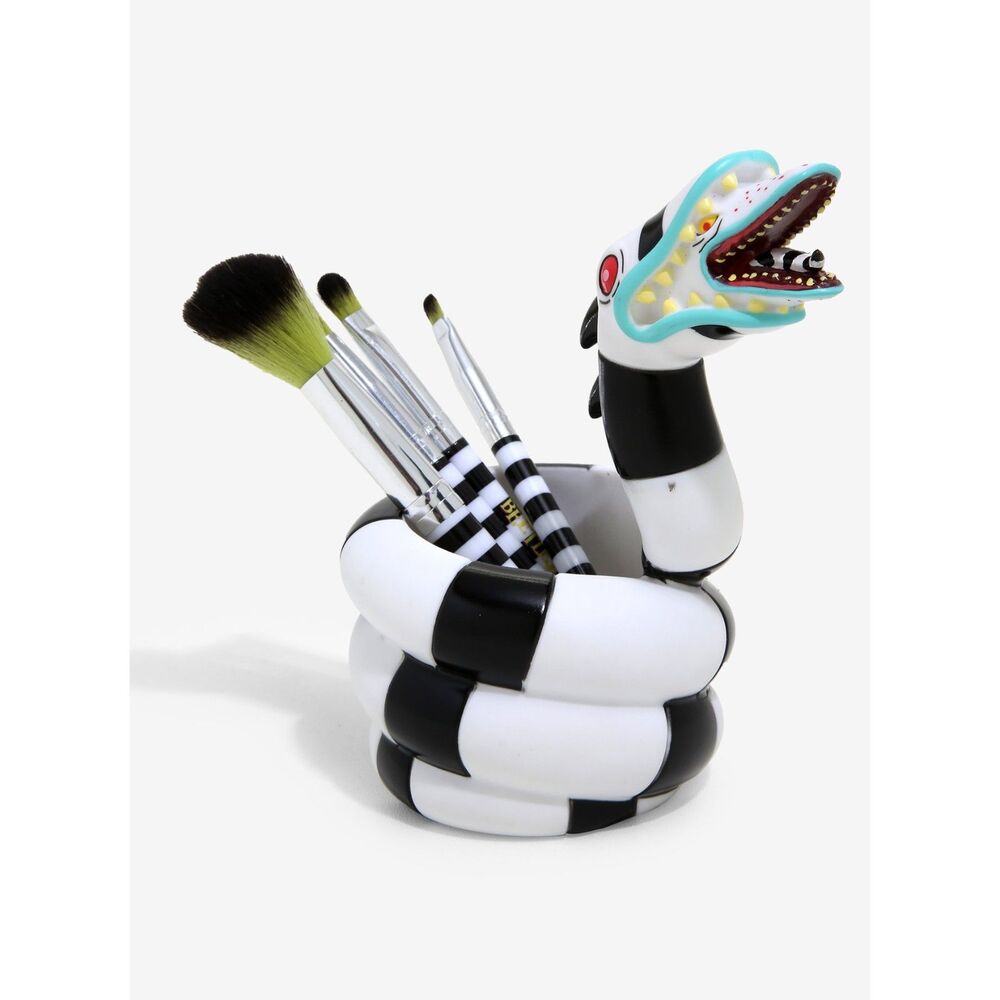 Loungefly Beetlejuice Sandworm Tim Burton Halloween Makeup Brush Set Holder kit